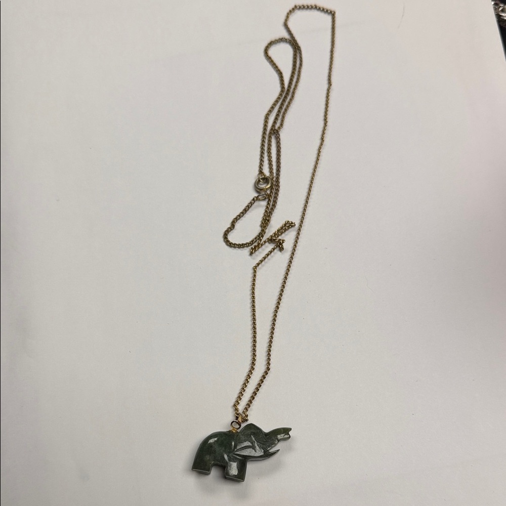 Jade Elephant Pendant Necklace